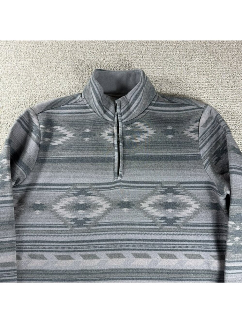 Frye Aztec Pattern 1/4 Zip Sweater Gray Men’s Size Medium - Picture 2 of 7